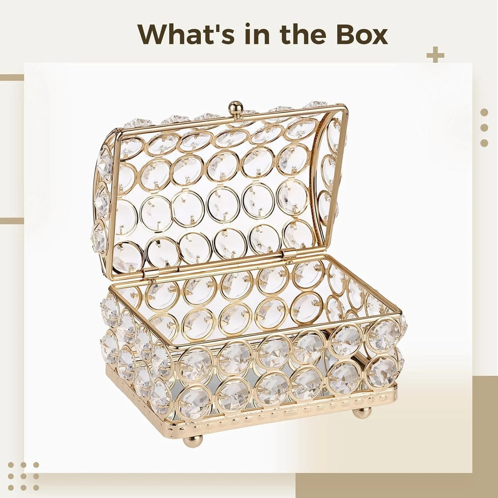 Jewelry Box Gold Dome with Mirror and Crystal Beads, Vintage Style – image 4
