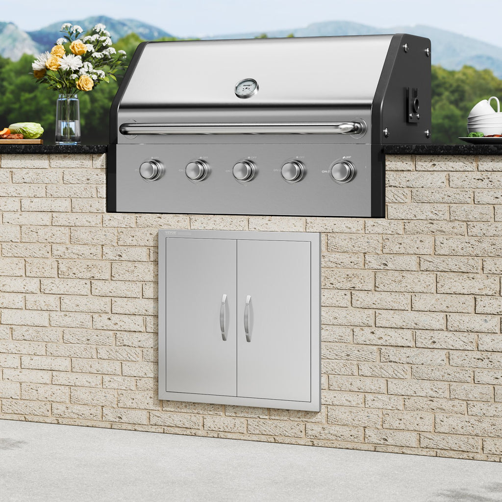 Stainless Steel BBQ Island Access Door 24 x 24 In Double Door