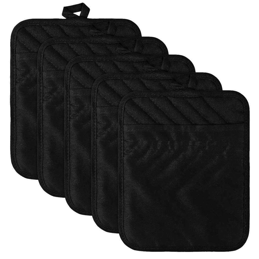 Pot Holders with Pocket - 5 Pack Heat Resistant Hot Pads