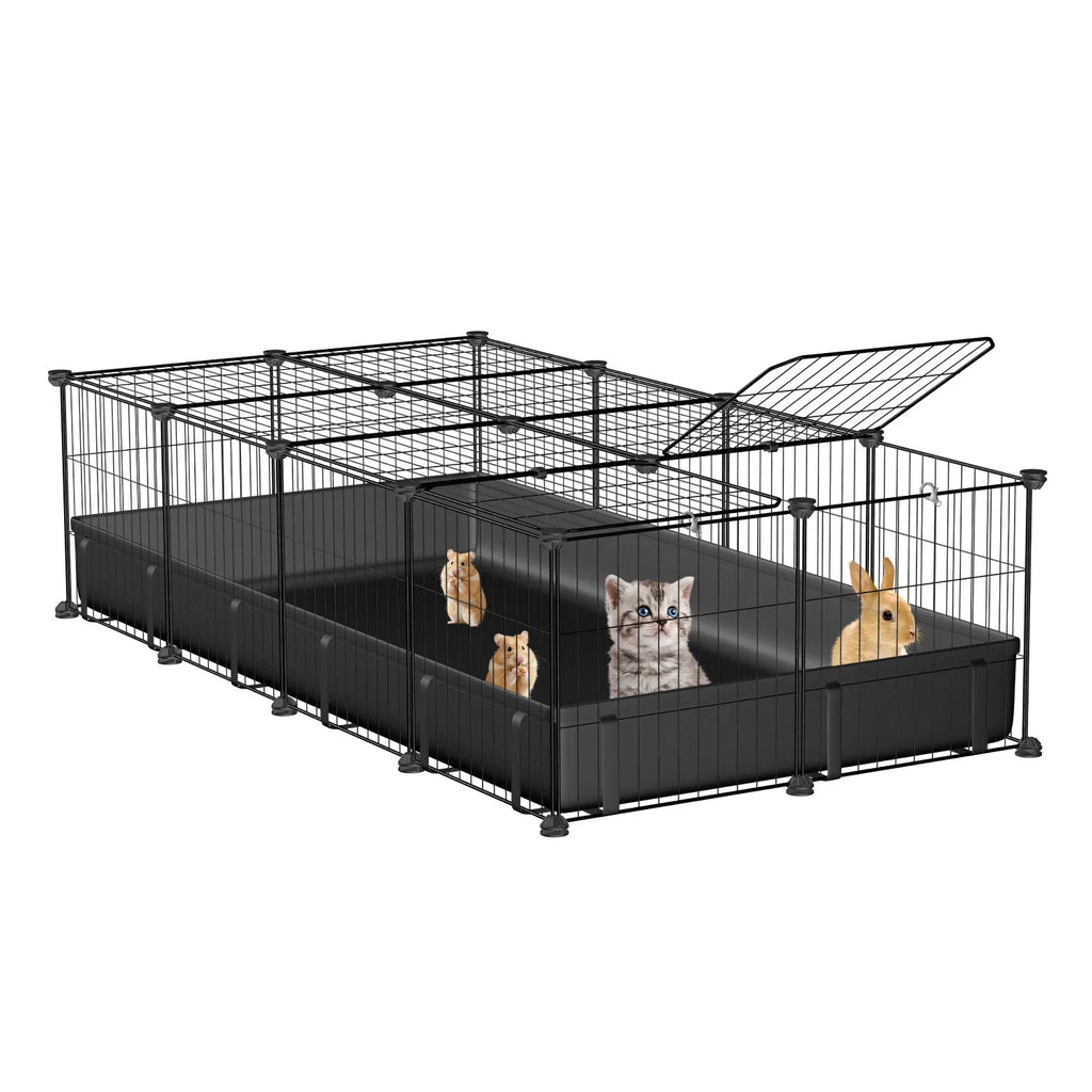 Guinea Pig Cage, 20-Panel DIY Small Animal Playpen with Floor Mat – image 14