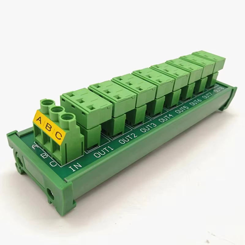 DIN Rail Distribution Terminal Block, Pluggable 3-Row Module