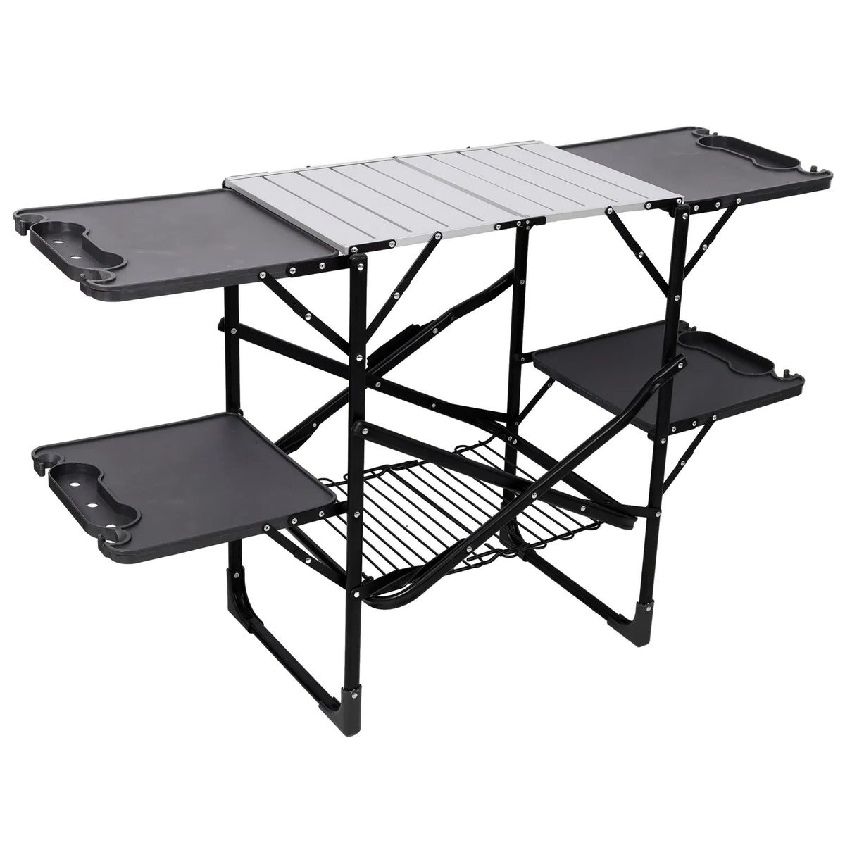 Folding Camp Kitchen Prep Station with Side Shelves and Storage Rack – image 10