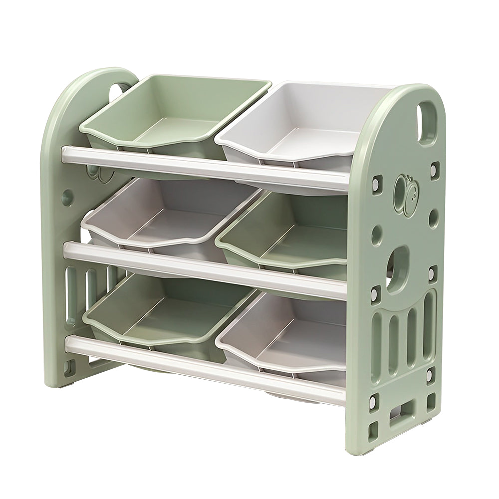 3-Tier Nursery Storage Organizer with 6 Bins, Green – image 2
