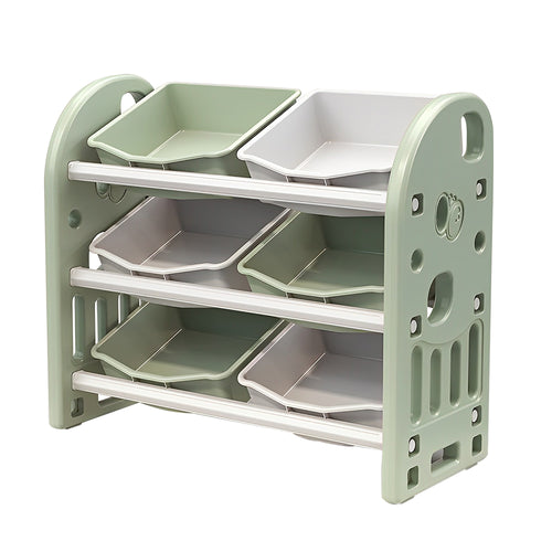 3-Tier Nursery Storage Organizer with 6 Bins, Green – image 2
