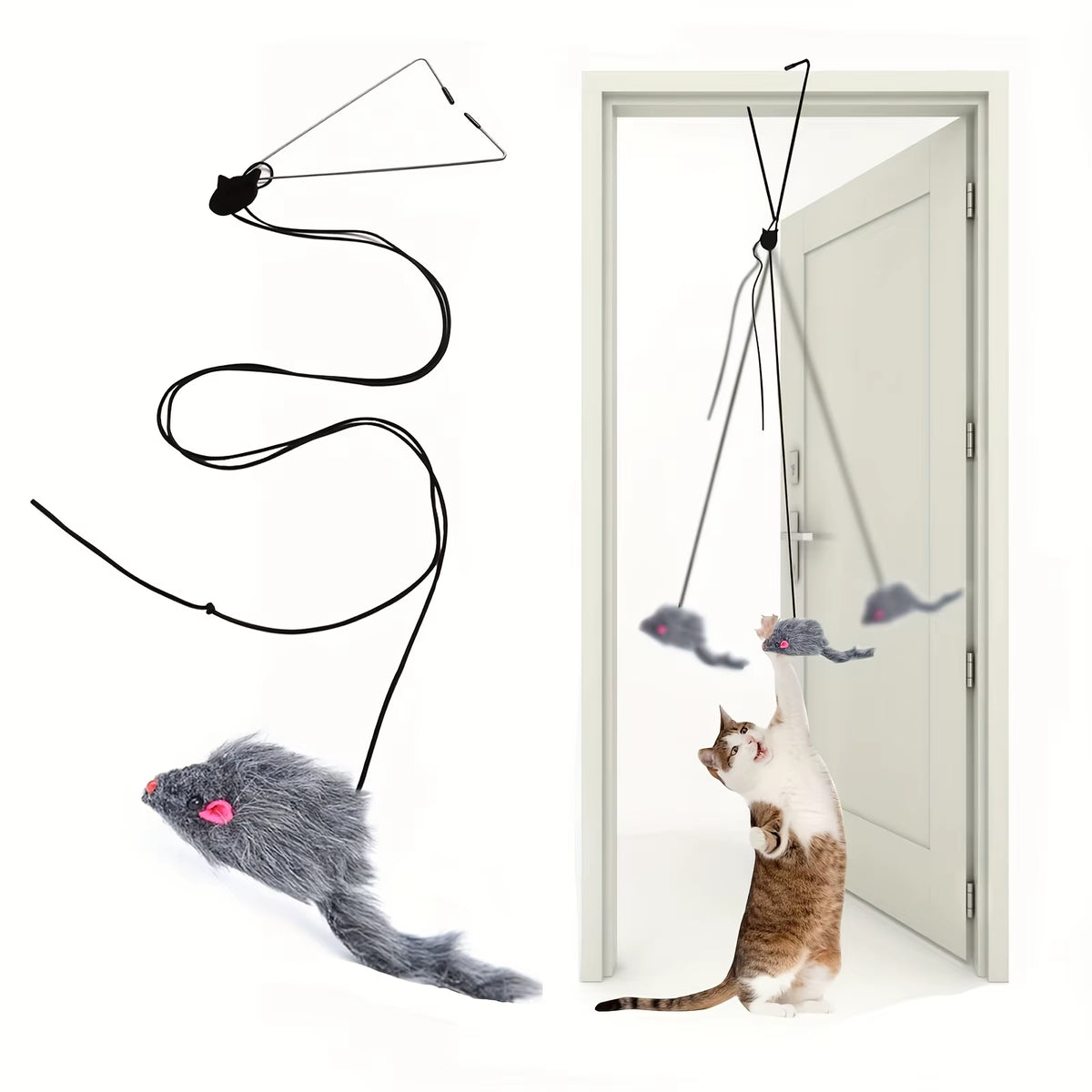 Door Hanging Cat Toy - Interactive Bouncing Teaser for Indoor Cats