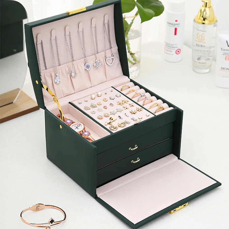 Three-Layer Lockable Jewelry Box with Arched Lid – image 5