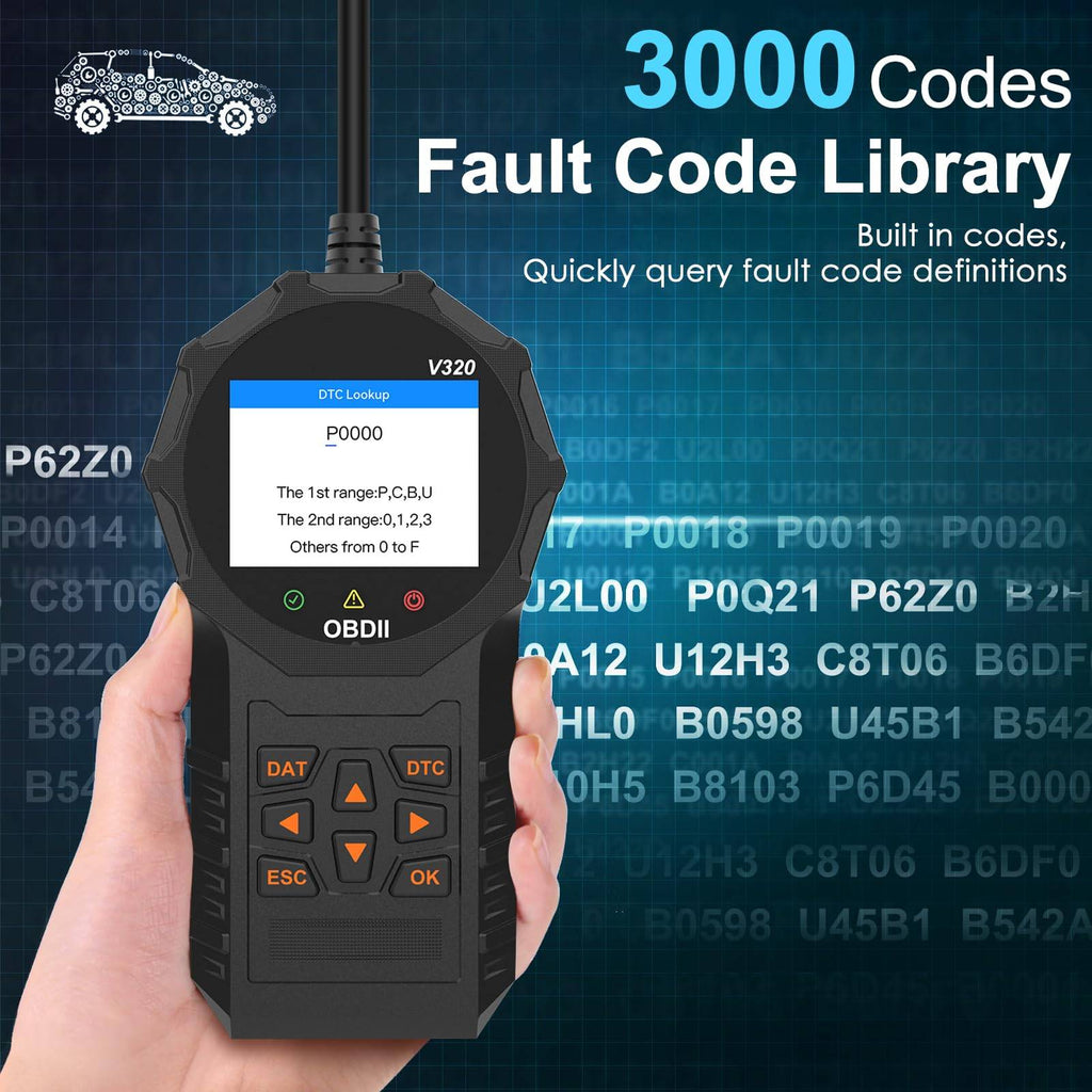 OBD2 Scanner Car Code Reader with Live Data & Battery Test