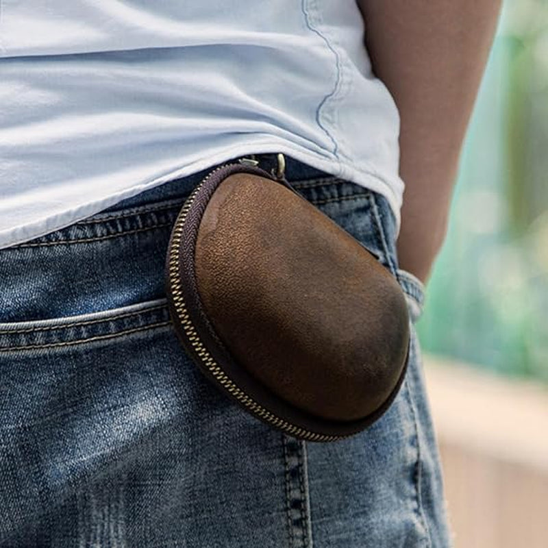 Leather Coin Pouch Keychain – Vintage Mini Coin Purse – image 4