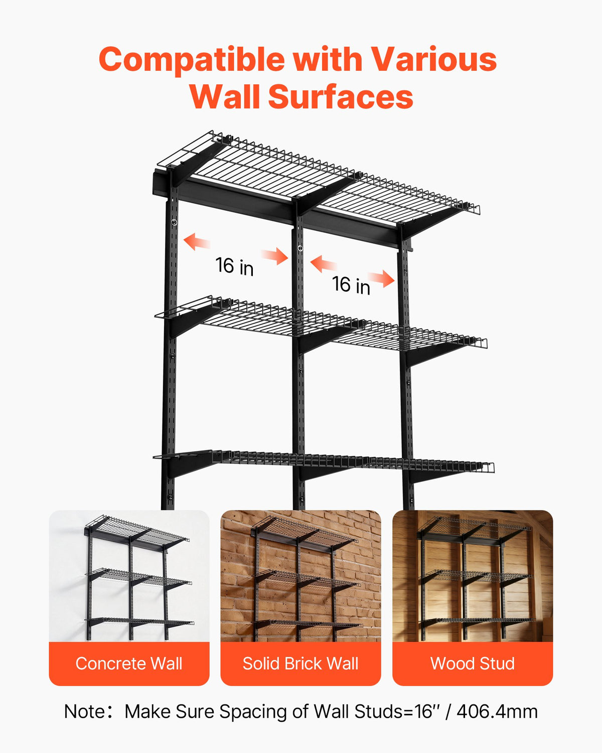 Garage Wall Shelving 3-Tier Steel, 11 x 36 in Shelves, 450 lb – image 3