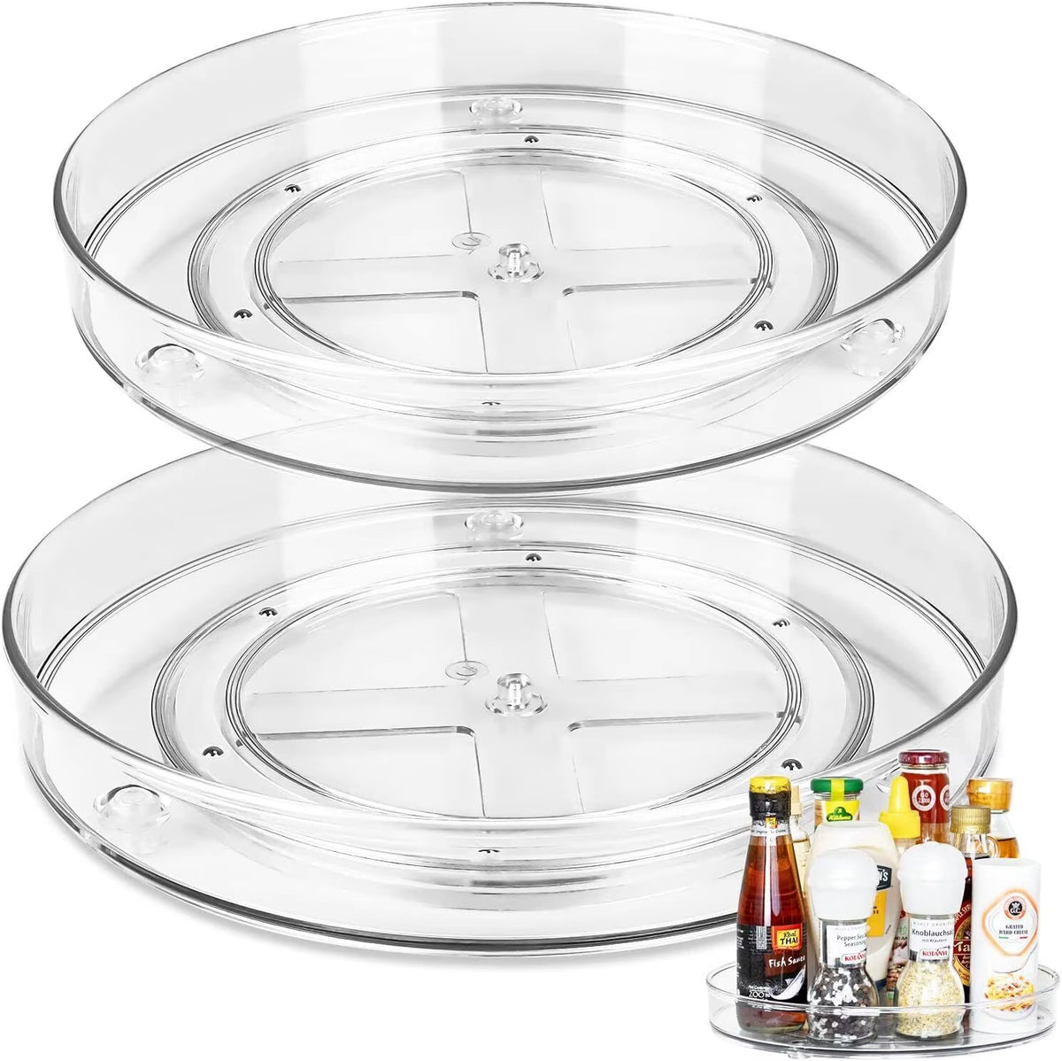 Lazy Susan Turntable Organizer - Clear Rotating Fridge & Pantry Tray – image 2