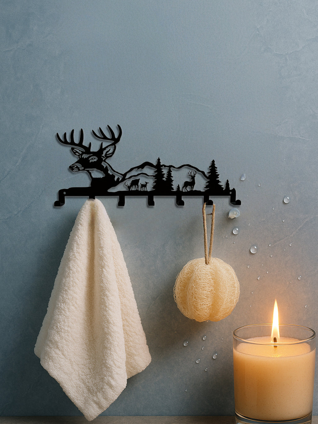 Key Holder for Wall – Deer and Forest Metal Key Hook Rack – image 6