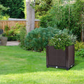 Self-Watering Square Planter Box, 12 in Rattan-Look Raised Garden Bed