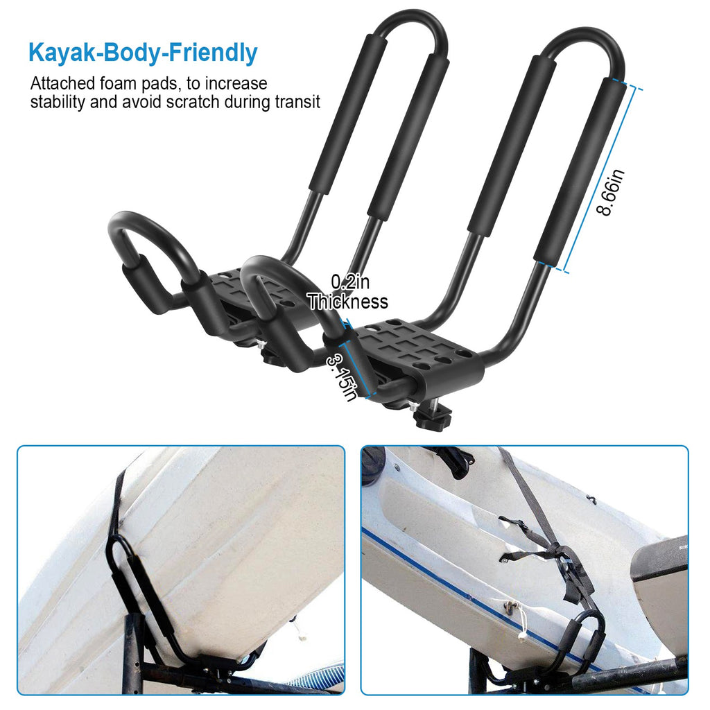 J-Bar Kayak Roof Rack Carrier Pair, 220 lb with Tie-Down Straps – image 7