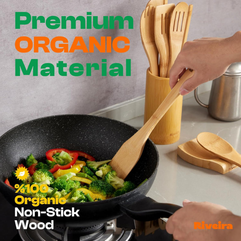 6-Piece Bamboo Cooking Utensil Set, Wooden Spoons and Spatulas – image 2