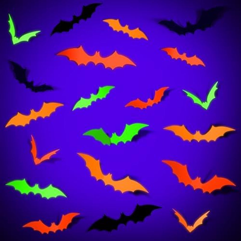 Glow in the Dark Bat Wall Stickers – 72 Pcs Halloween Decals, 4 Sizes – image 3