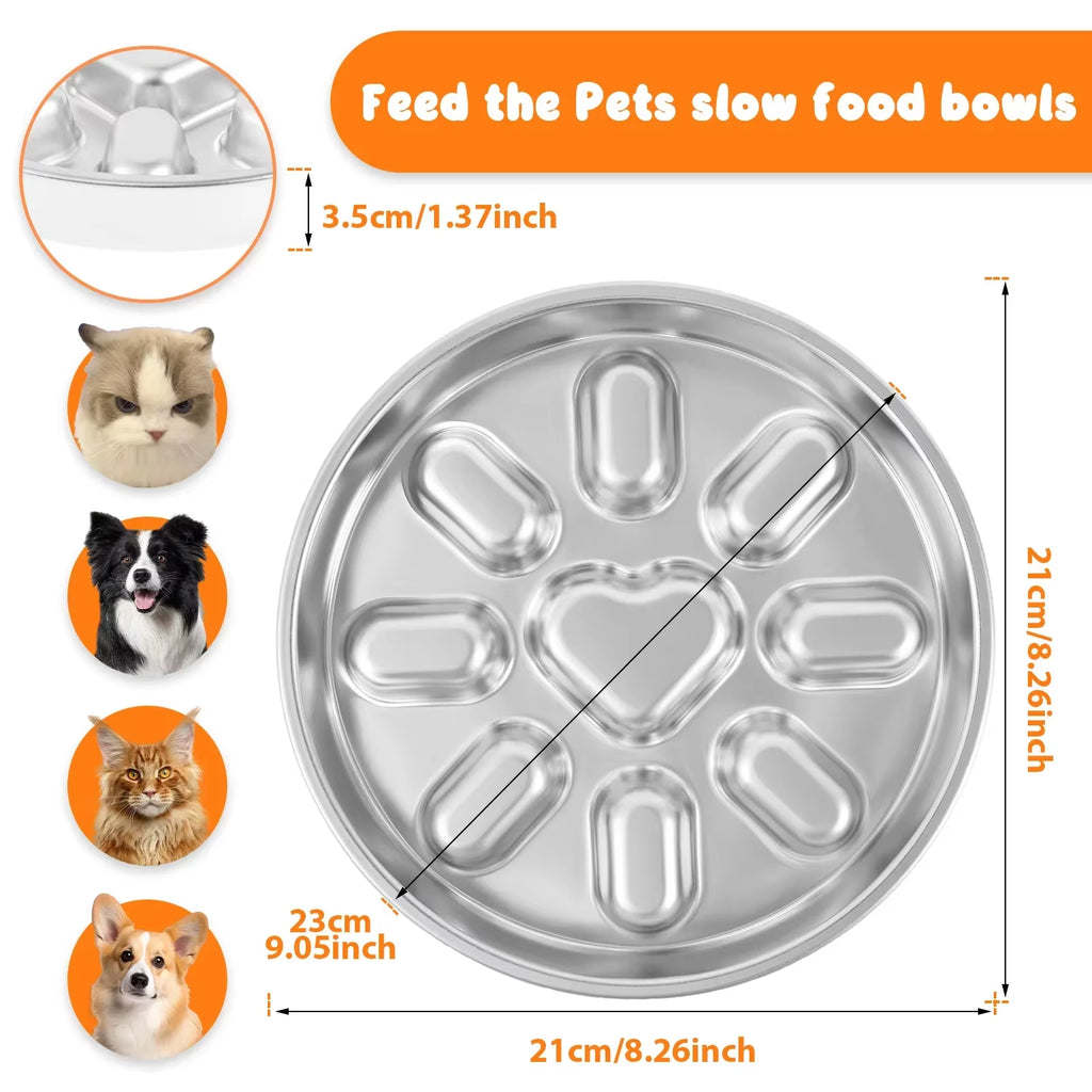 Slow Feeder Cat Bowl - Stainless Steel Double-Sided Maze Plate – image 6