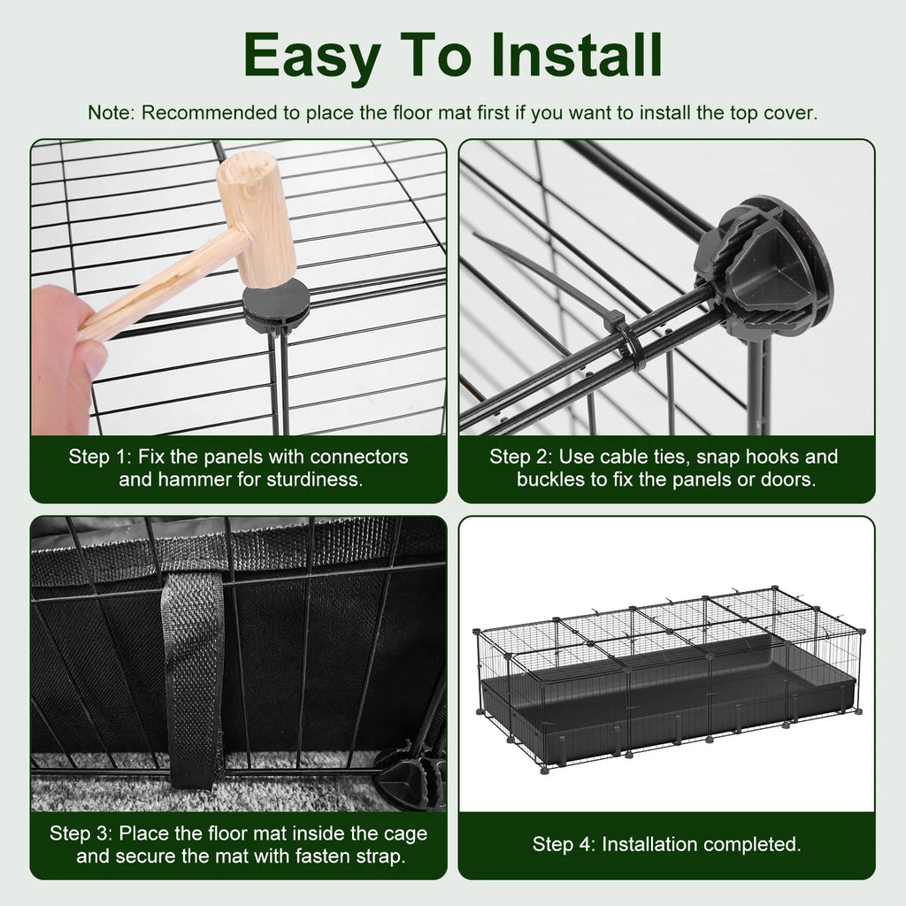 Guinea Pig Cage, 20-Panel DIY Small Animal Playpen with Floor Mat – image 4