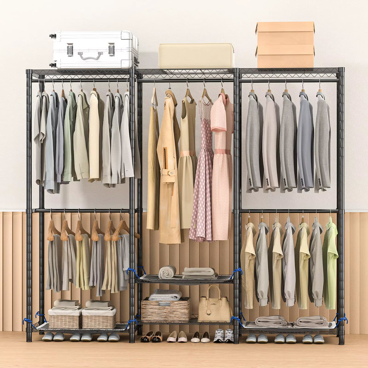 Freestanding Wardrobe Clothes Rack with Dust Cover, 960 lb Capacity – image 7