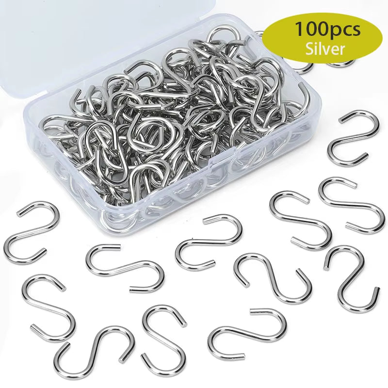 Mini S-Hook Ornament Hooks – 100 Pack with Storage Box – image 9