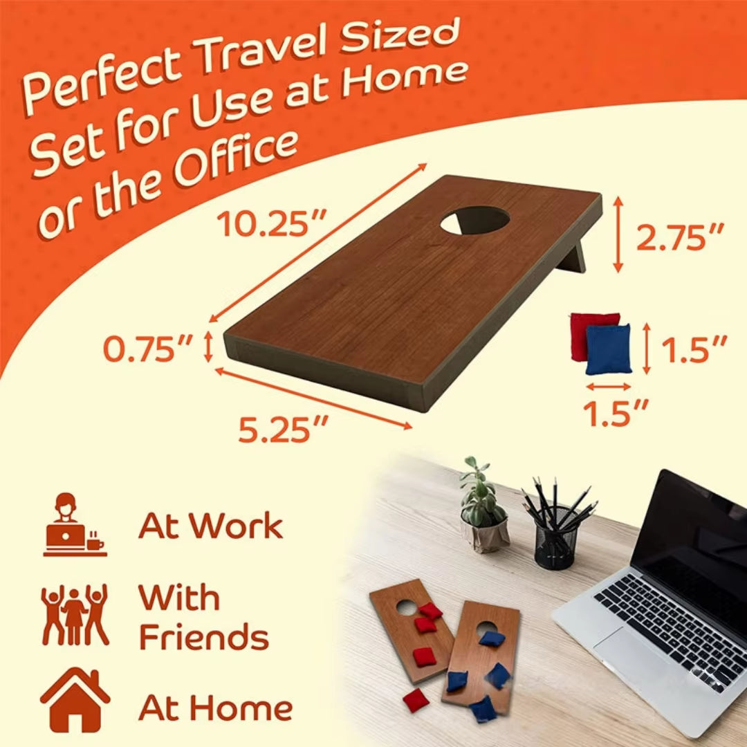 Tabletop Cornhole Game Set With 2 Wood Boards and 8 Bean Bags – image 6