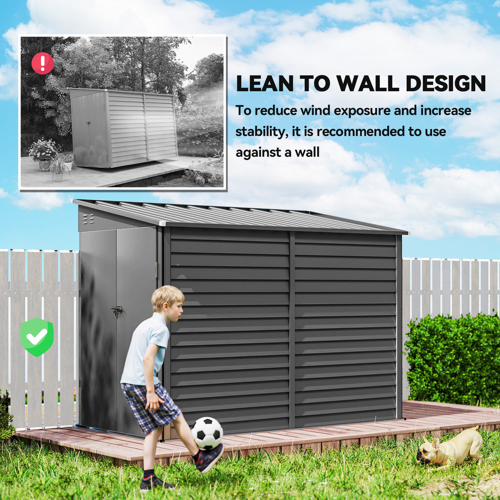4.6 x 9 Ft Lean To Metal Storage Shed with Foundation Kit – image 6