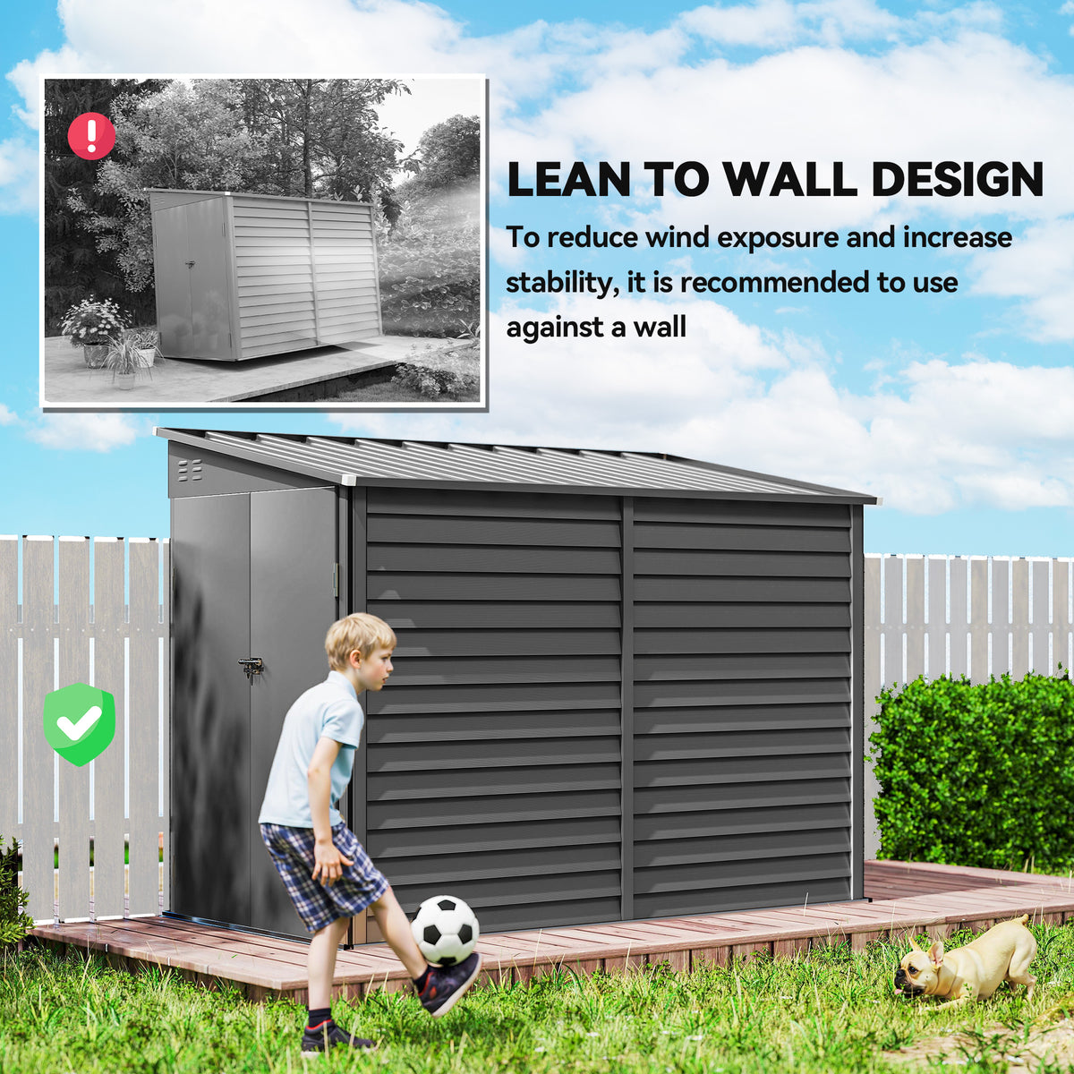 4.6 x 9 Ft Lean To Metal Storage Shed with Foundation Kit – image 6