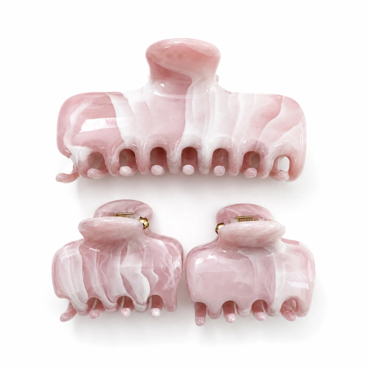 Marble Hair Claw Clip Set, 3-Piece Large & Mini Acrylic Clips – image 2
