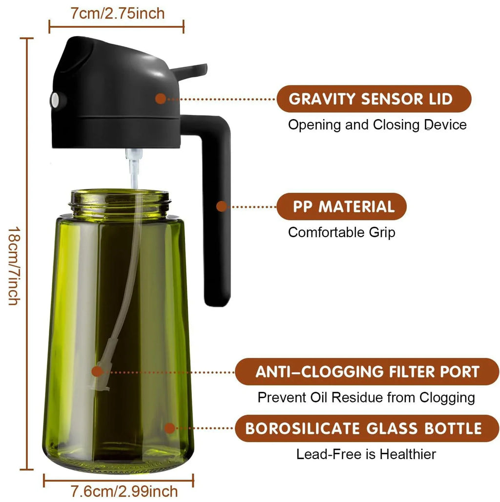 Oil Sprayer Bottle - 2-in-1 Glass Olive Oil Dispenser, 16 oz – image 6