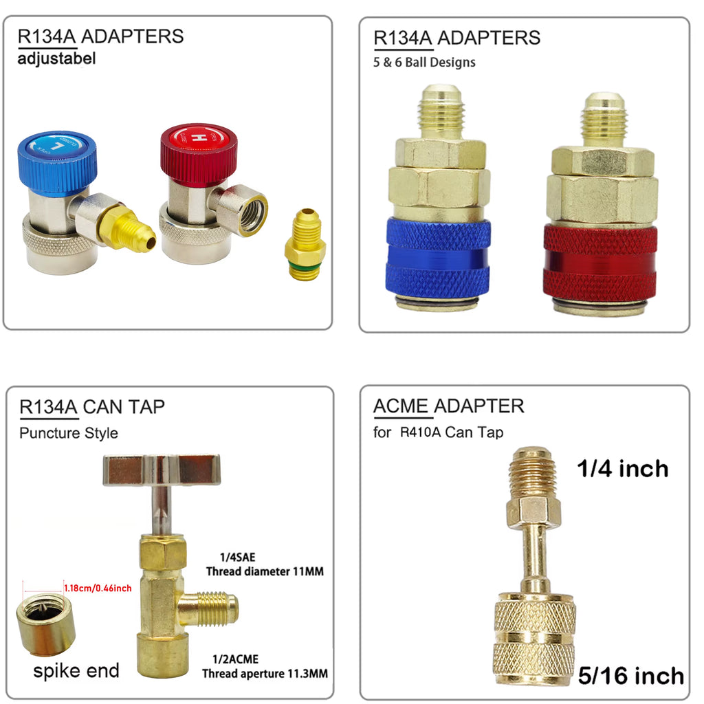 HVAC AC Manifold Gauge Set with Hoses and Hook