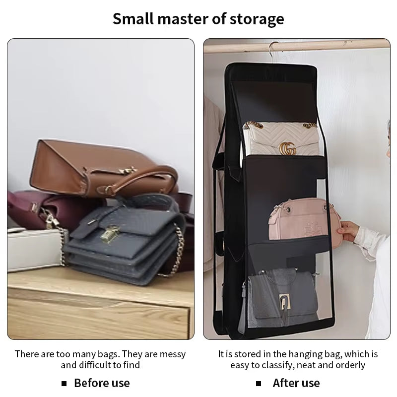 Hanging Handbag Organizer - 6 Pocket Foldable Closet Storage – image 5