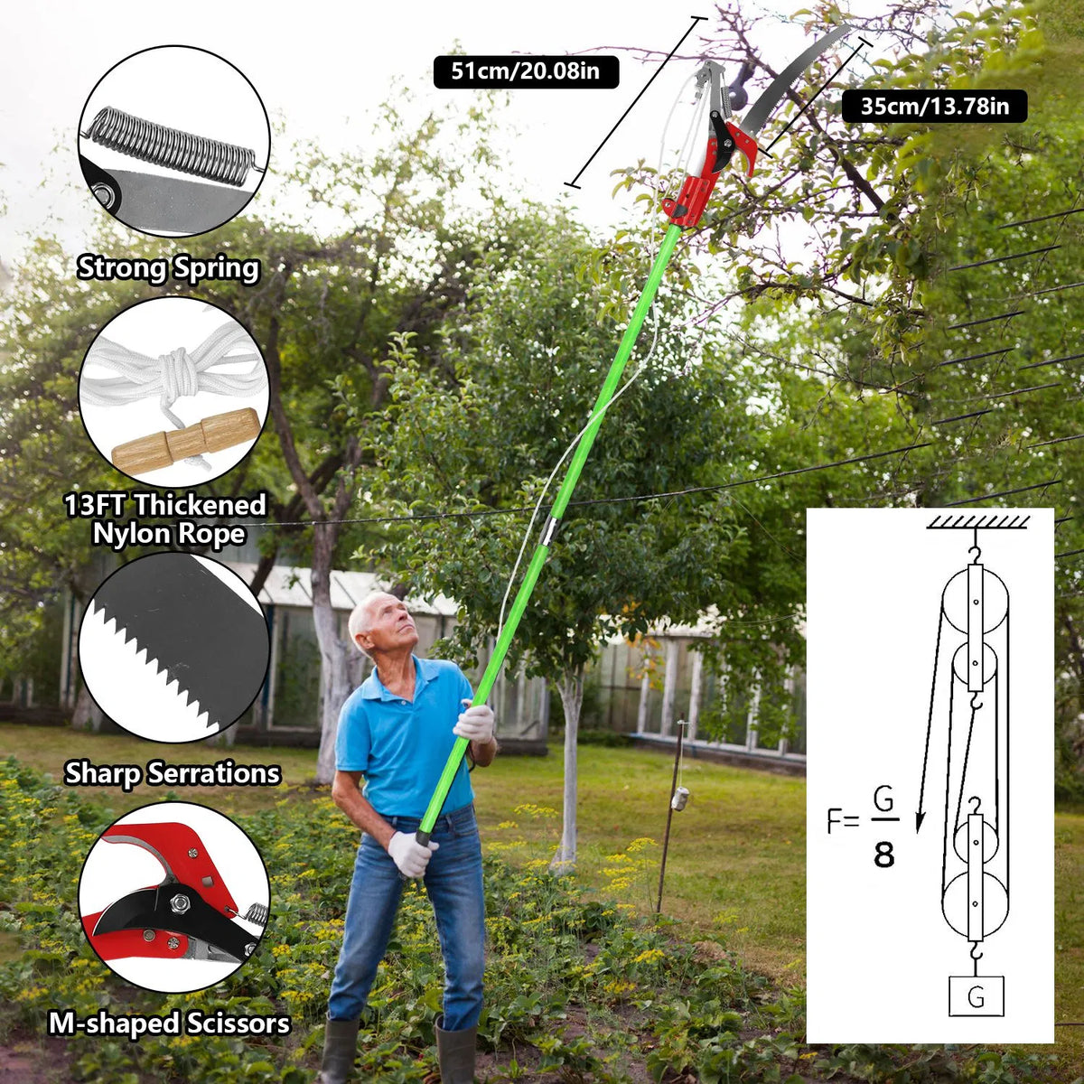 Extendable Manual Pole Saw and Tree Pruner, Up to 28 ft Reach – image 9