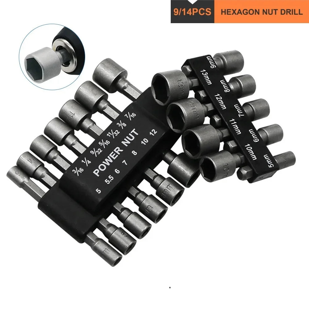 Hex Nut Driver Socket Set – 1/4 in Shank Power Drill Bits – image 2