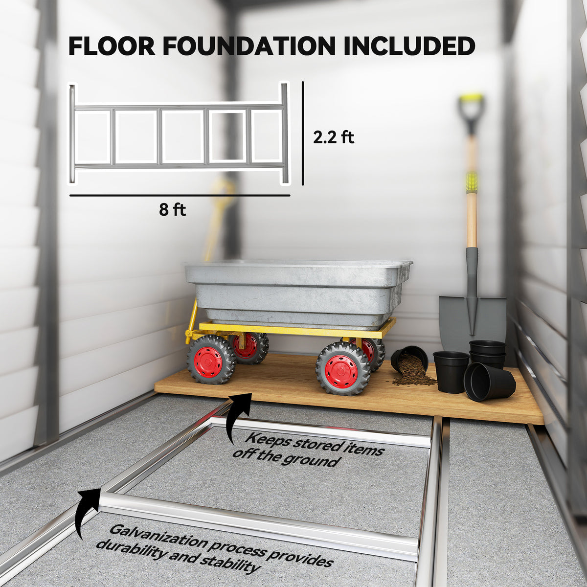 4.6 x 9 Ft Lean To Metal Storage Shed with Foundation Kit – image 5