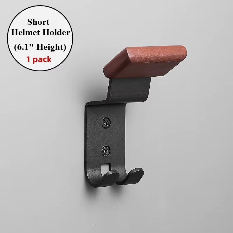 Garage Motorcycle Helmet Holder Wall Mount, Wood and Steel with Hooks – image 1