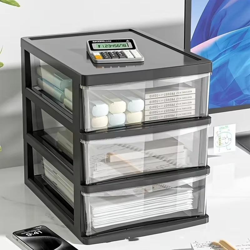 Clear Drawer Desk Organizer, Stackable 2-4 Tier – image 2