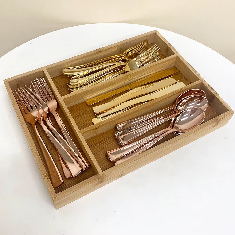 Bamboo Cutlery Tray - Kitchen Drawer Silverware Organizer 13x9.5in – image 4