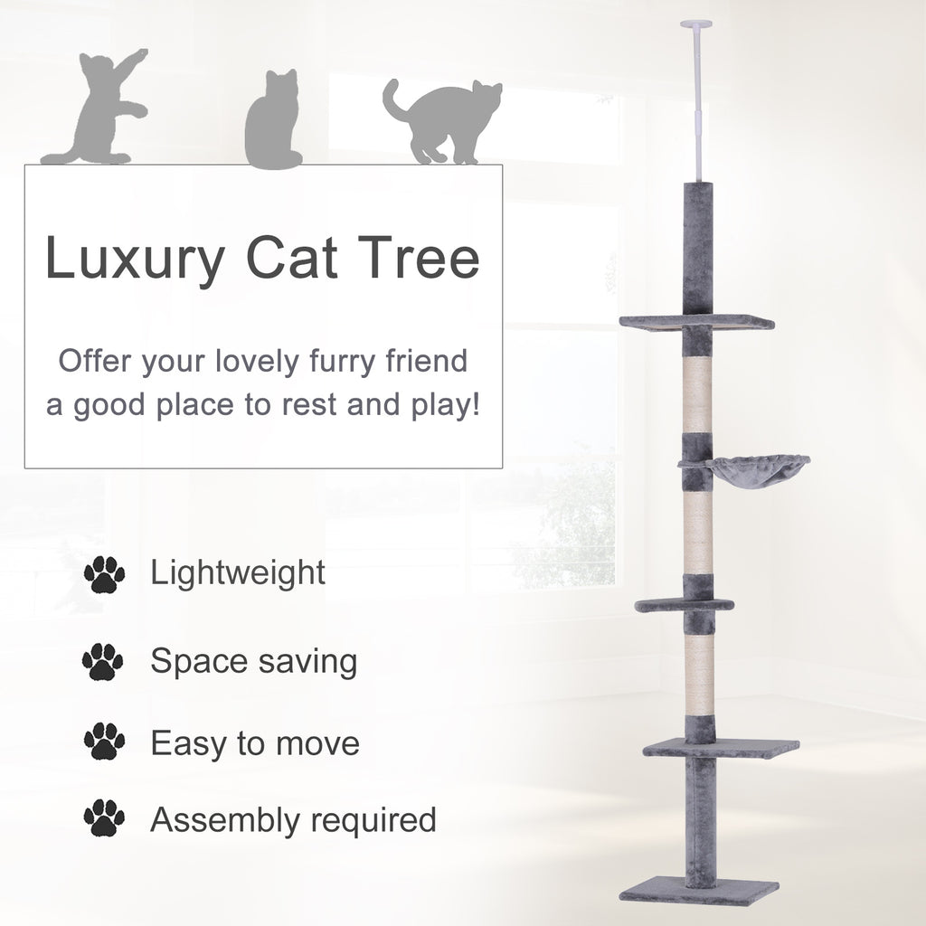 Floor to Ceiling Cat Tree, Adjustable 90.5-102 in 5-Tier Tower – image 4