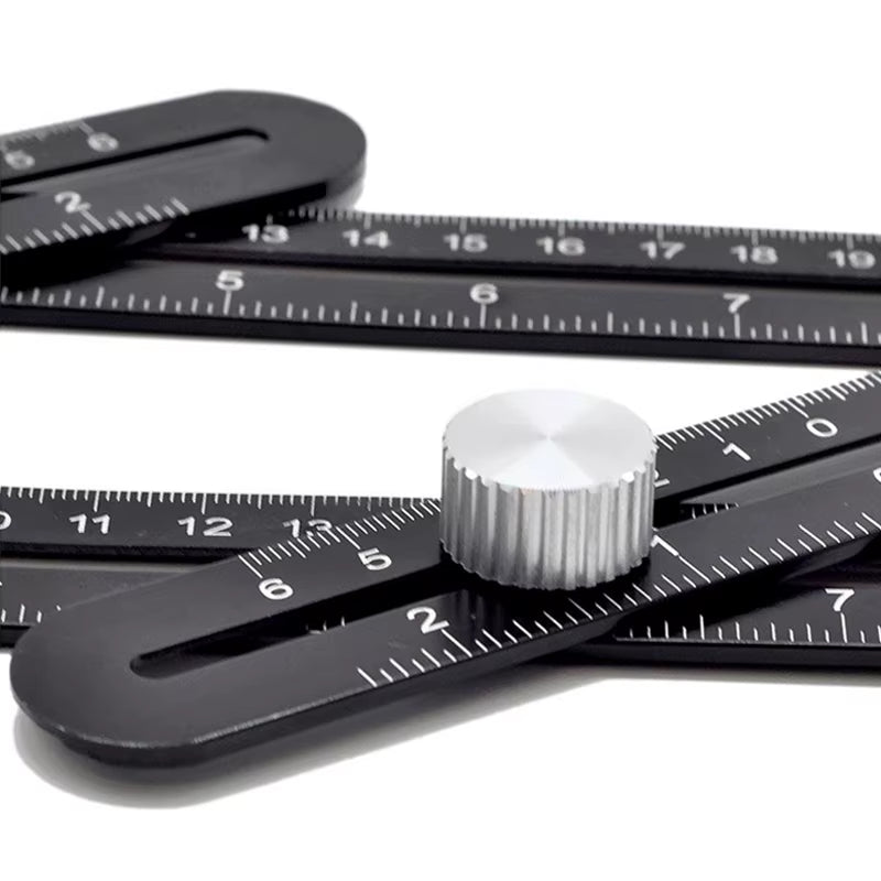 6-Fold Tile Hole Locator Ruler - Aluminum Angle Measuring Template Tool