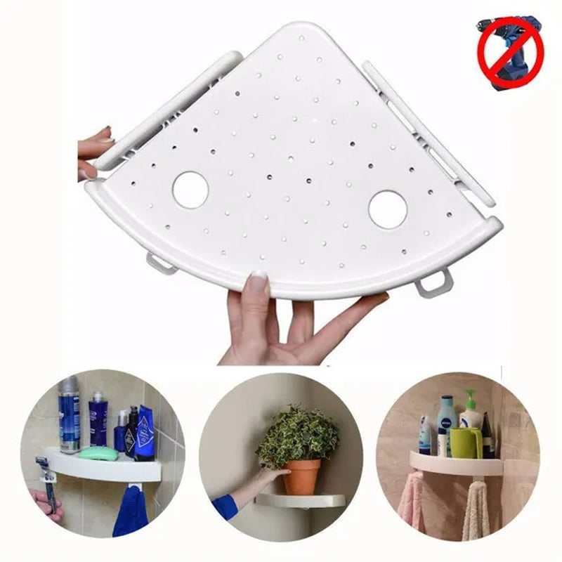 Corner Shower Shelf – Adhesive Wall Corner Organizer with Hooks – image 5