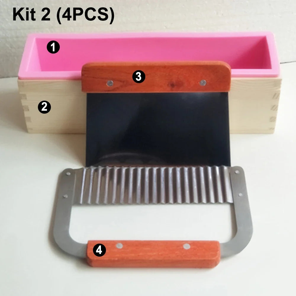 Silicone Soap Mold Kit with Wooden Box and Cutters, 42 oz – image 19
