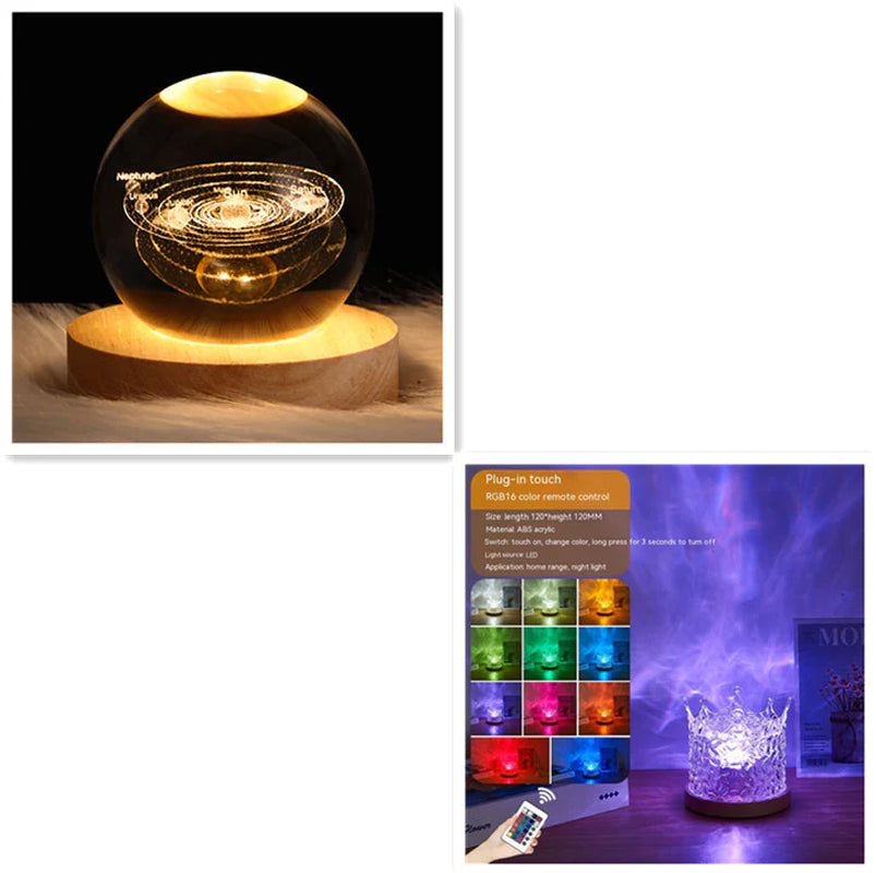 Water Ripple Night Light, Rotating Crystal Table Lamp, 16 Colors – image 6