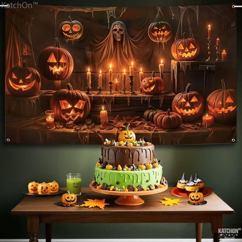 Halloween Backdrop – 72 x 44 in Spooky Skull Party Banner – image 5