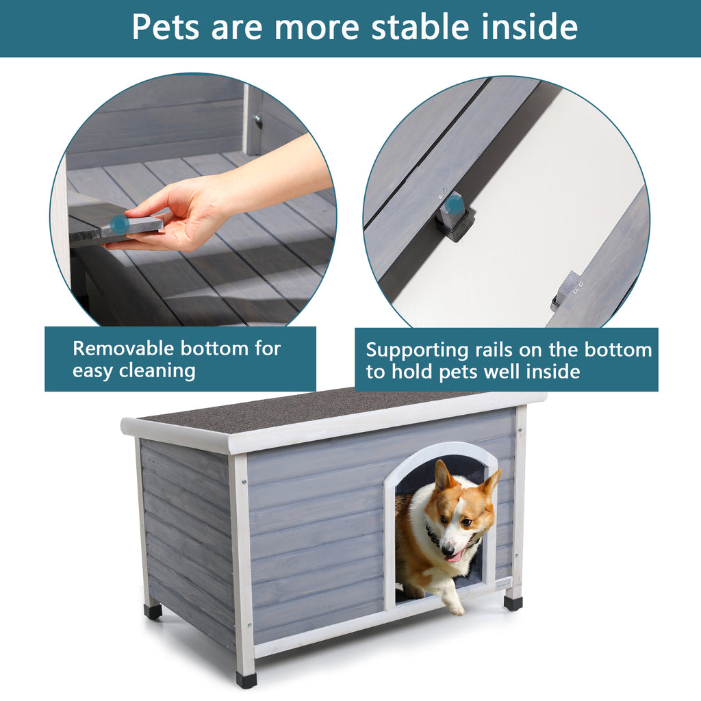 Wooden Outdoor Dog House with Waterproof Roof and Elevated Floor – image 6