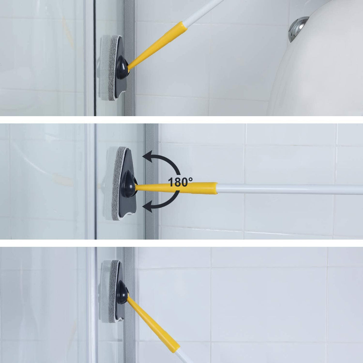 Tub Tile Scrubber Brush, 2-in-1 with 50 in Pole and Scouring Pads – image 3