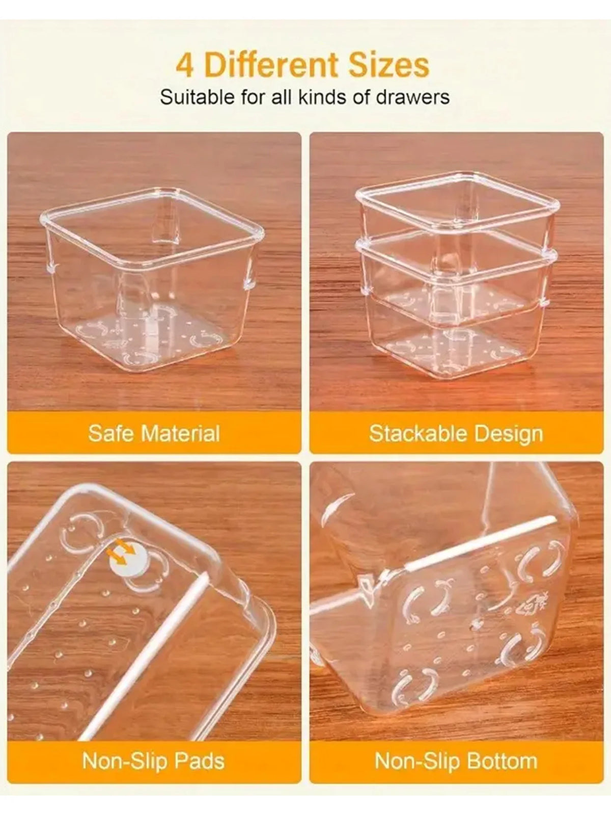 Drawer Organizer Set 44-Piece Clear Plastic Divider Trays – image 6