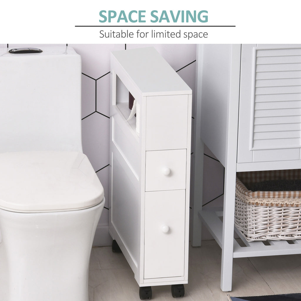 Narrow Rolling Bathroom Storage Cabinet 6.25 in Wide, White – image 5
