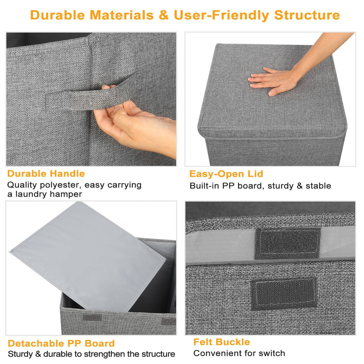 Laundry Hamper with Lid Foldable, Large Clothes Basket – image 3