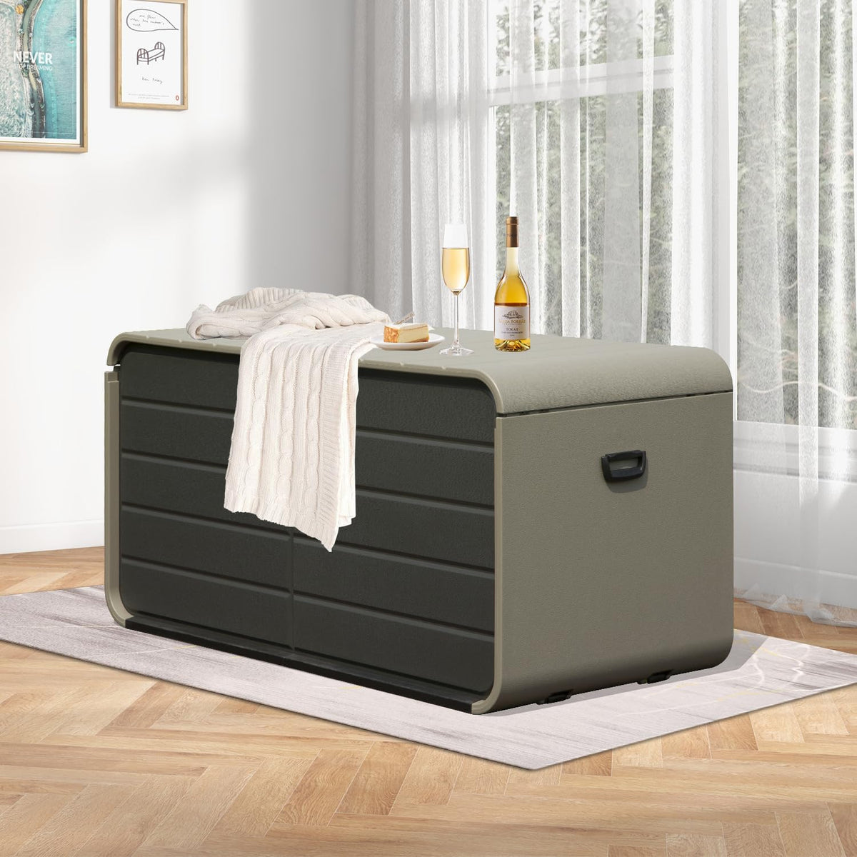 200 Gallon Waterproof Deck Box with Wheels and Hydraulic Lid – image 5