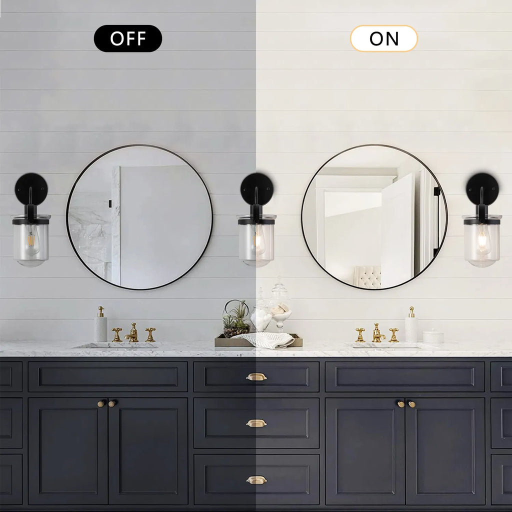 Modern 1-Light Wall Sconce with Clear Glass Globe Shade