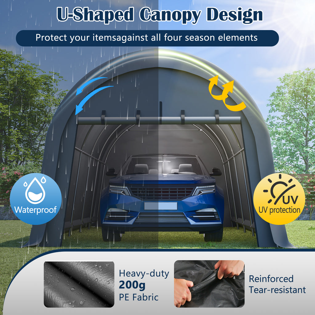 Heavy-Duty 12 x 20 ft Carport, Snow & Wind Resistant Steel Frame Garage – image 4